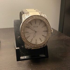 KR3W Legacy Silver and White Crystal-Studded Watch - Unisex
